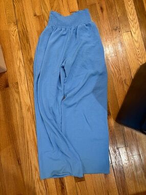 Light Blue Knit Wide-Leg Lounge Pants